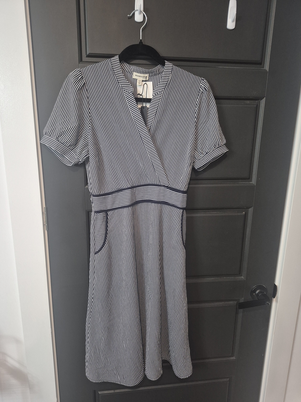Striped Navy and White Midi Dress